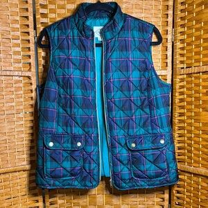 St. John's Bay Blue & Pink Plaid Quilted Vest